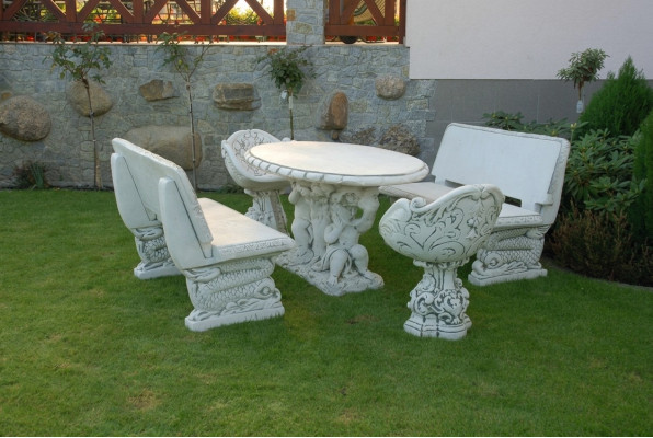 Stoelen Stoel Fauteuil Tuin Meubels Troon Steen Figuur Standbeeld Antieke Stijl