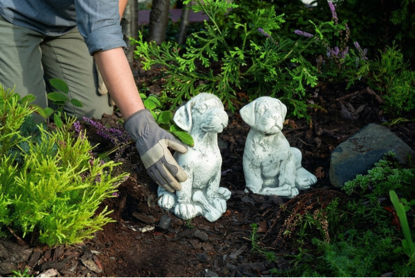 Tuindecoratie Hond Terras Steenfiguren Figuur Decoratie Standbeeld