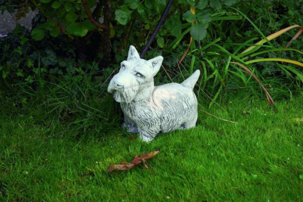 Tuindecoratie Hond Terras Stenen Figuren Decoratief Wit Standbeeld Figuur