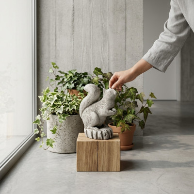 Tuindecoratie eekhoorn decoratie terras steen figuren figuur standbeeld