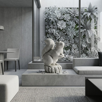 Tuindecoratie eekhoorn decoratie terras steen figuren figuur standbeeld