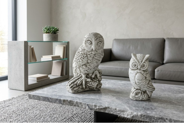 Tuindecoratie Uil Terras Steenfiguren Natuurlijk Figuur Decoratief Standbeeld