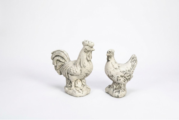 Tuindecoratie Kip Terras Steen Figuren Figuur Decoratief Wit Standbeeld