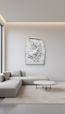 Reliëf steenplaat afbeelding engel antieke stijl reliëf gegoten steenwand.