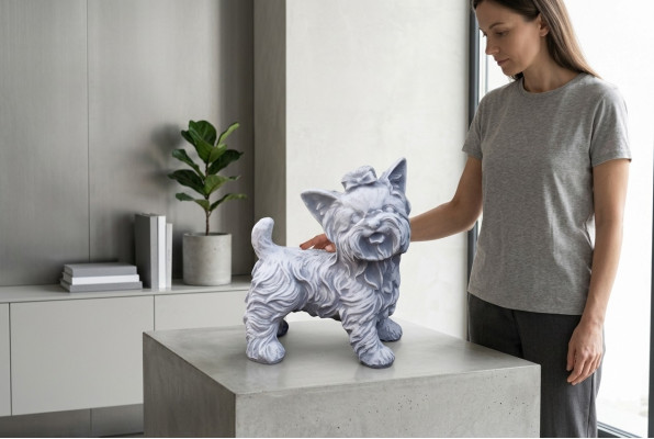 Tuindecoratie Hond Wit Terras Steen Figuren Decoratief Standbeeld Figuur