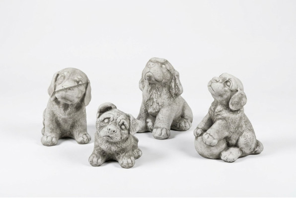 Tuindecoratie Witte Hond Terras Steenfiguren Decoratief Standbeeld Figuur