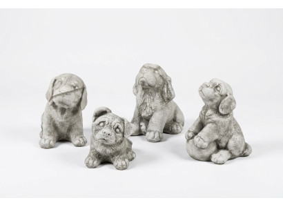Tuindecoratie Witte Hond Terras Steenfiguren Decoratief Standbeeld Figuur