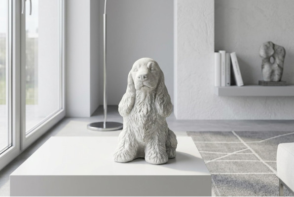 Tuindecoratie Witte Hond Terras Steen Figuur Beelden Decoratief Standbeeld
