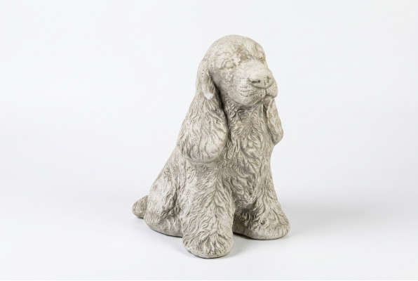 Tuindecoratie Witte Hond Terras Steen Figuur Beelden Decoratief Standbeeld