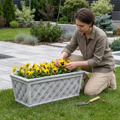 Bloempotten Kist Pot Bloemen Potten Decoratief XXL Beton Tuin Terras