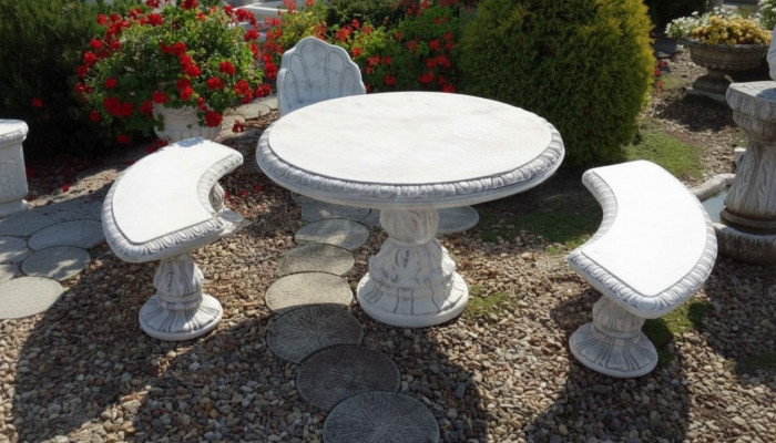 Antieke ridderstijl tafel tuin tafels steen decoratie rond meubels