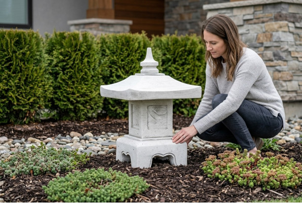 Feng Shui, tuinbeeld, sculptuur, Japanse betonnen tuindecoratie ontwerp huisfiguur
