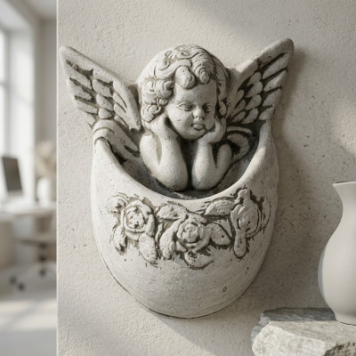 Wandsculptuur Steenplaat Afbeelding Azteken Engel Antil Relief Steengieten Muur