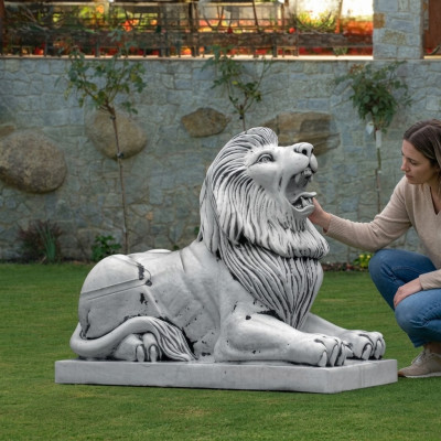 XXL Leeuwenfiguur Tuin Terras Decoratie Steen Sculptuur