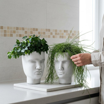 Ontwerp Bloempot Top Plantenbak Vaas Figuur Potten Decoratie Gezicht Sculptuur