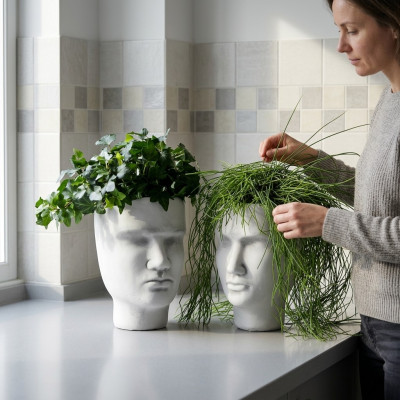 Ontwerp bloempot Top Planz emmer vat figuur decoratieve potten gezicht sculptuur.