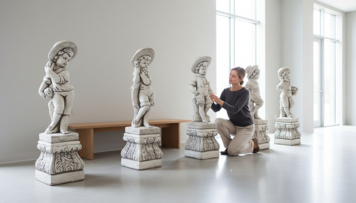 Jongen 70cm Figuur Standbeeld Beelden Sculptuur Beelden Tuin Wit Decoratie