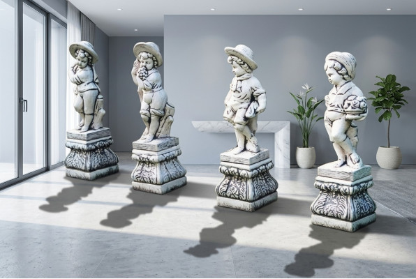 Jongen 70cm Figuur Standbeeld Beelden Sculptuur Beelden Tuin Wit Decoratie