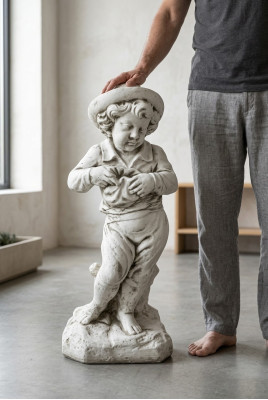 Jongen 69cm figuur standbeeld beeldhouwwerk beelden sculptuur standbeelden tuindecoratie