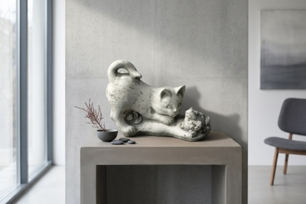 Tuindecoratie Kattenstandbeeld Sculptuur Figuren Wit Beeldhouwwerk Ontwerp