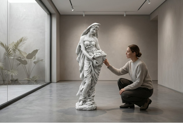 Decoratiefiguur vrouw tuin ontwerper figuren sculptuur beelden.