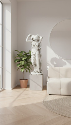 Tuinbeeld "Vrouw Fontaine" 76cm Vijverbeeld Mensen Steengips