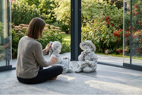 Jongen 44cm figuur standbeeld figuren sculptuur beelden tuin