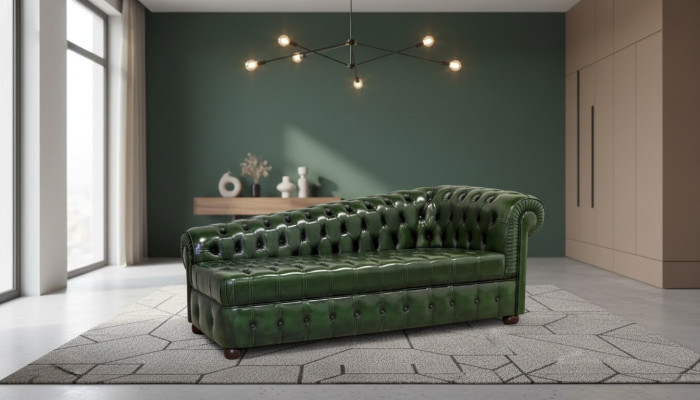Chaiselongues Chesterfield Bank Groen Bank Ligstoel Ottomaan Recamiere Leer Chiase