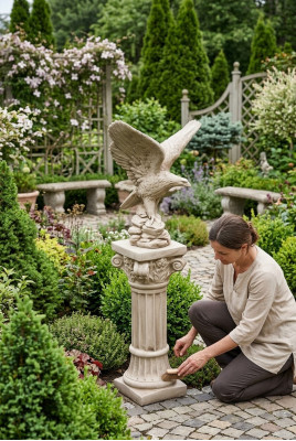 Kolom Figuur Beeld Figuren Standbeeld Kolommen Terras Ontwerp Tuin Decoratie