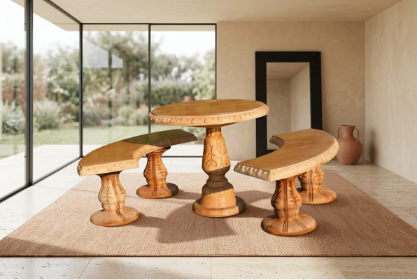 Romeinse stijl tuin tafels steen tafel rond terras meubels tuinmeubelen decoratie