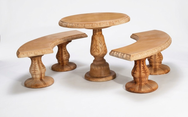 Romeinse stijl tuin tafels steen tafel rond terras meubels tuinmeubelen decoratie
