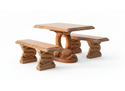 Antiek tuinmeubilair in rustieke stijl Steen tafels Terras visvormige tafel SIMPEL.