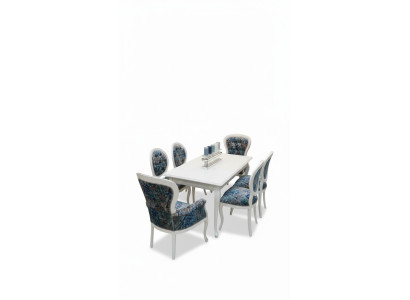 Stijlvol dineren. Klassieke grijs-blauwe eetkamerstoelen in een handige set van 4.