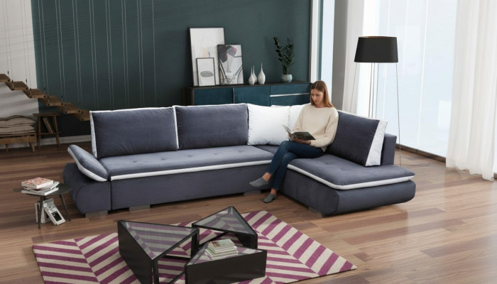 Slaapbanken Bank Bank Hoekbanken Set Bekleding Hoek Stof Nieuw Woonlandschap