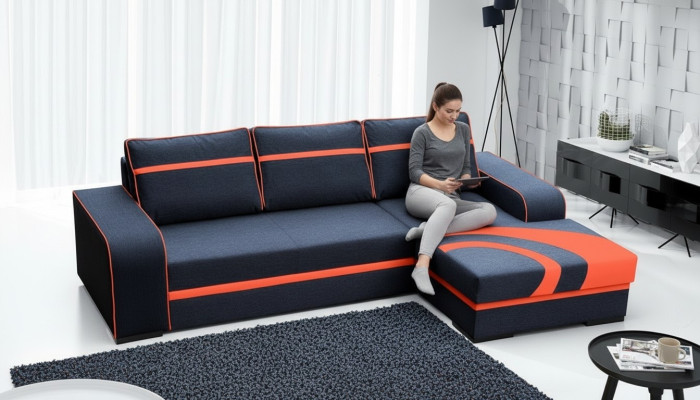 Slaapbank hoekbank bank met slaapfunctie en bekleding - Moderne set met slaapfunctie NIEUW