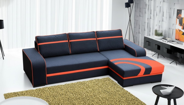 Slaapbank hoekbank bank met slaapfunctie en bekleding - Moderne set met slaapfunctie NIEUW
