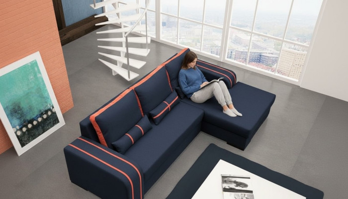 Slaapbank Hoekbank Bankstellen Bank met slaapfunctie en bekleding - Moderne set met slaapfunctie