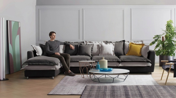 Eckbankstel Stoff Sitzpolster Bankstel Set Woonkamer Landschap Sofa's