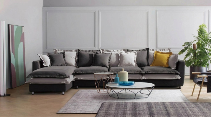 Eckbankstel Stoff Sitzpolster Bankstel Set Woonkamer Landschap Sofa's