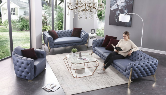 Luxe hoogwaardige bank bank bekleding stoel 3+2+1 set Chesterfield meubels