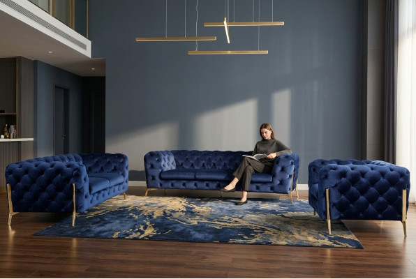 Luxe textielstoffen bank bankstel bekleding stoel 3+1 suite Chesterfield-sets
