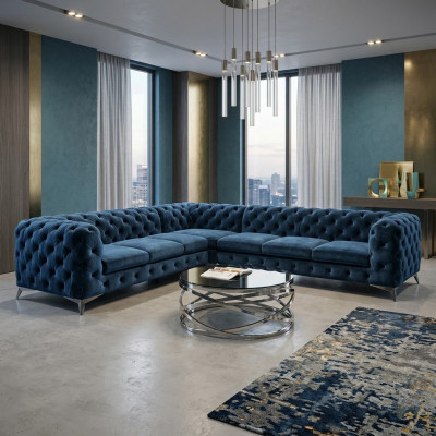 Samt Hoek Luxe Chesterfield Bank Bekleding Hoek Bank Zitbank Banken Sofas