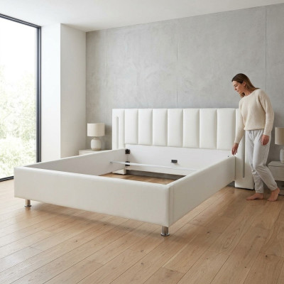 Lederen design bed dubbele bedden Huwelijk modern hotel frame slaapkamer