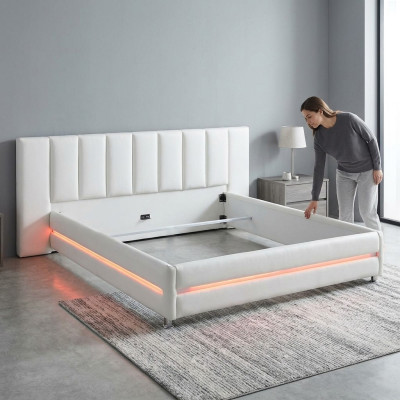 Leder Design Bed Dubbel Luxe Huwelijk Moderne Hotel Frame Slaapkamer