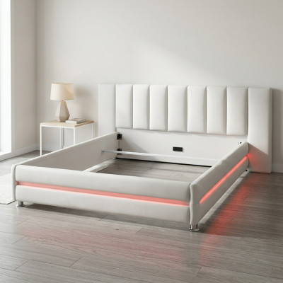 Leder Design Bed Dubbel Luxe Huwelijk Moderne Hotel Frame Slaapkamer