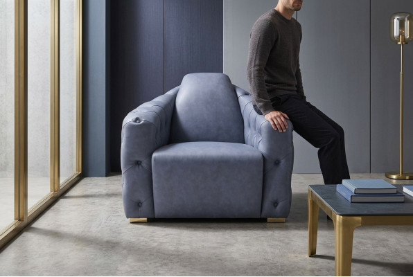Italiaans designbankstel 2x fauteuil bankstel set 1+1 zitkussen set Chesterfield nieuw