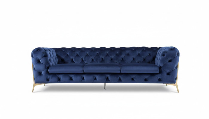 Sofa Chesterfield Bank Bekleding XXL Set Textiel 3+3 designer Banken Blauw