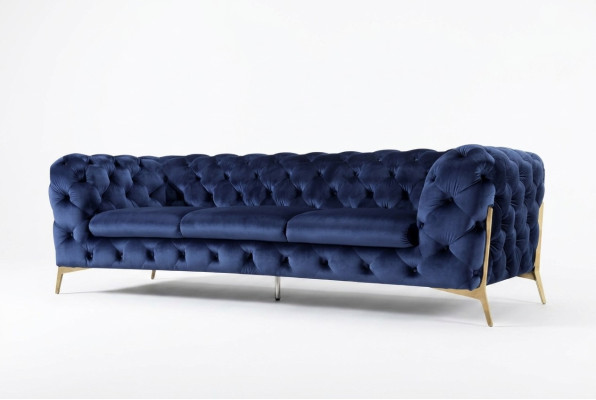 Chesterfield 3-zits bank gestoffeerde driezitter design banken textiel stof Italië.