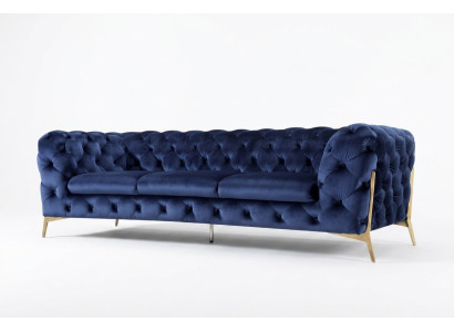 Chesterfield 3-zits bank gestoffeerde driezitter design banken textiel stof Italië.