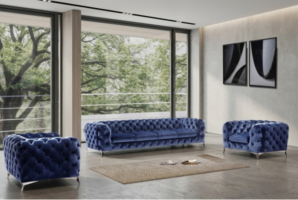 Sofa Chesterfield Bank Bekleding XXL Grote Set Stof 4+1+1 ontwerper